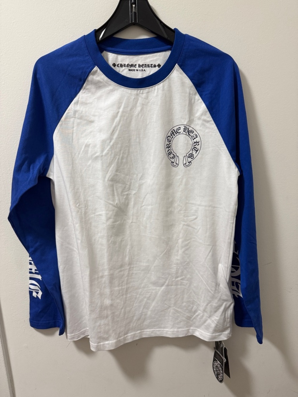NWT Chrome Hearts Long Sleeve Horse Shoe Baseball Mens Tee Shirt. Size Medium.